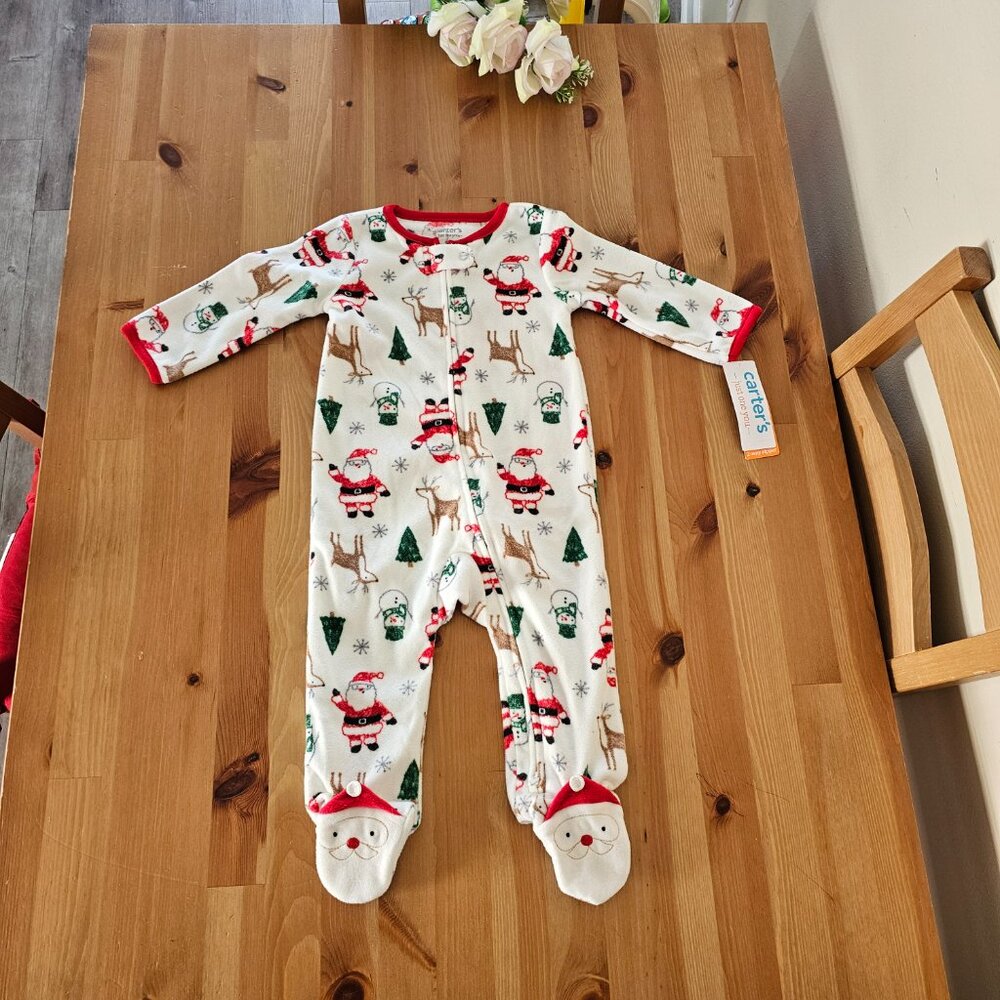 Carter's Just One You - Baby Santa Christmas Fleece Footed Pajama 9M - Picture 6 of 8